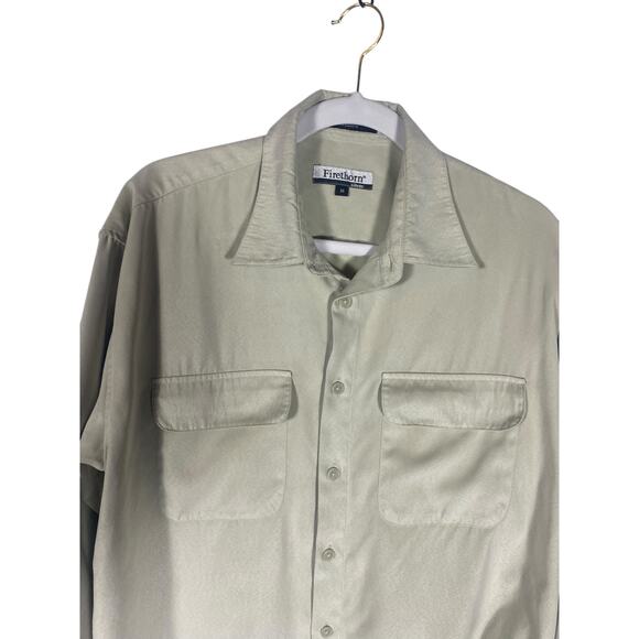 Men's Firethorn Silver Casual Two Pocket Beige Button Down Size Medium - Picture 3 of 7